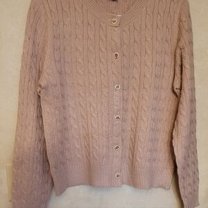 Cable Knit Button-up Sweater Beige "To-die-for Buttons"